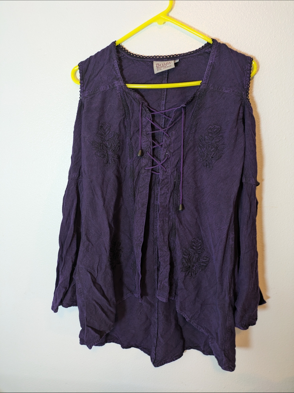 Purple Lace-Up Boho Women's Top, Whimsical, Fairy, Witchy, Goth